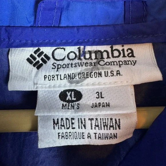 VTG Columbia Windbreaker Mens XL Blue Green 1/2 Zip Pullover Jacket Packable - Picture 7 of 13